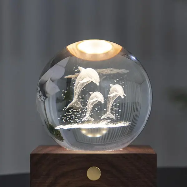 Bezdrátová stolní LED lampa Gingko Design Amber Crystal Light 9,5 x 8 cm hnědá barva
