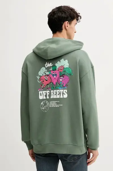 Bavlněná mikina Levi's pánská, zelená barva, s kapucí, s potiskem, A2639