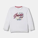 Dětské bavlněné tričko s dlouhým rukávem Guess bílá barva, s potiskem, N5YI15 K8HM4