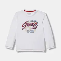 Dětské bavlněné tričko s dlouhým rukávem Guess