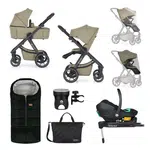 Petite&Mars Kočárek kombinovaný ICON 2v1 Mossy Green XXL RWS + Core Pro i-Size Black + Báze