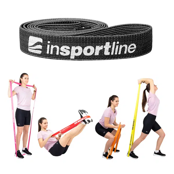 Posilovací guma inSPORTline Rand XXX Strong 208x3,3 cm / 17 kg černá