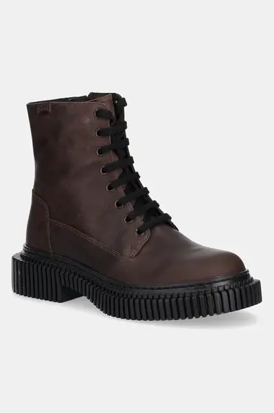 Kožené workery Camper Pix Berlin dámské, hnědá barva, na plochém podpatku, K400808-001