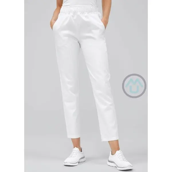 Štýlové biele nohavice s vyšším pásom a 7/8 dĺžkou M