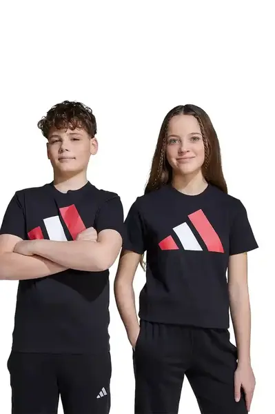 Dětské tričko adidas černá barva, s potiskem, JY0297