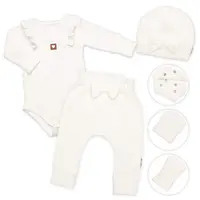 Baby Nellys Žebrovaná rostoucí souprava 3D, Baby Girl - smetanová