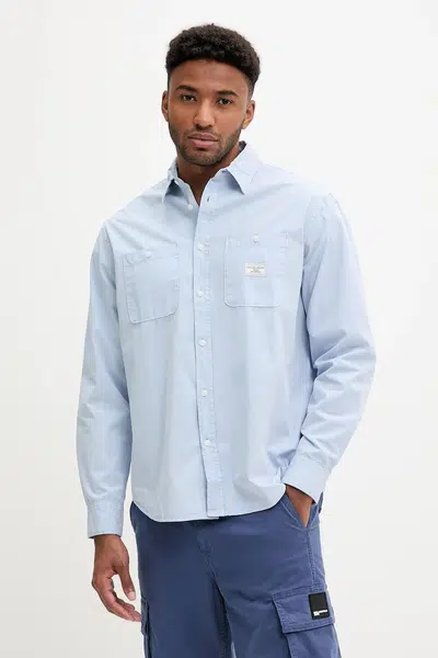 Bavlněná košile Guess Jeans pánská, černá barva, regular, s klasickým límcem, M4YH37 WGCF1