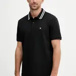 Bavlněné polo tričko Calvin Klein Jeans pánské, černá barva, s potiskem, LV04RC276G