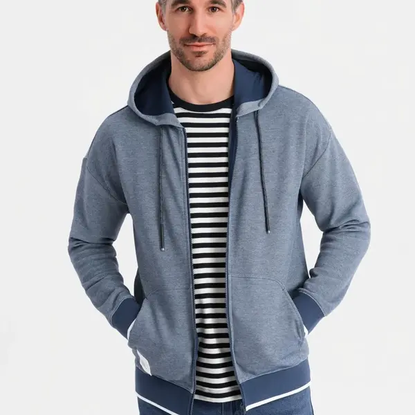 Ombre Men's soft-textured hooded sweatshirt - navy blue