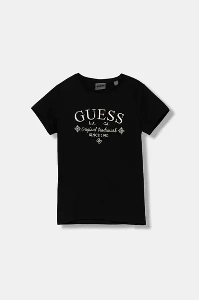 Dětské bavlněné tričko Guess černá barva, J5YI40 I3Z14