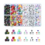 504Pcs 6 Styles Solid Color Initial Acrylic Beads