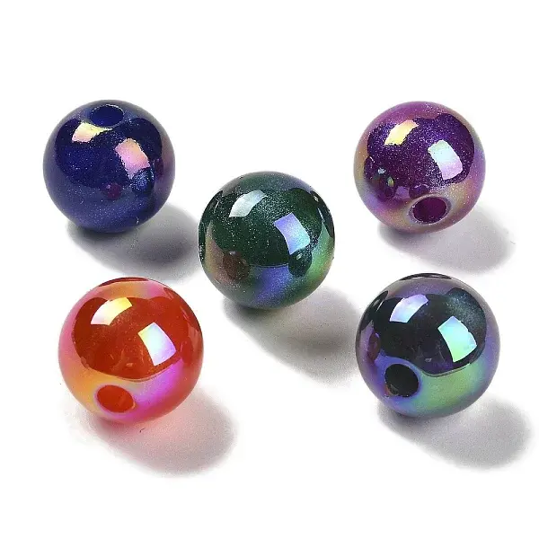 UV Plating Opaque Rainbow Iridescent Acrylic Beads