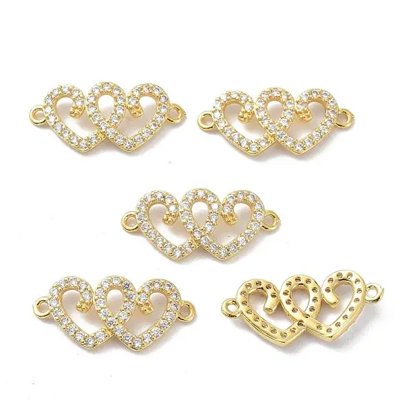 Eco-Friendly Brass Clear Cubic Zirconia Links Connectors