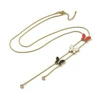 Ion Plating(IP) 304 Stainless Steel Enamel & Shell Butterfly Pendant Necklaces