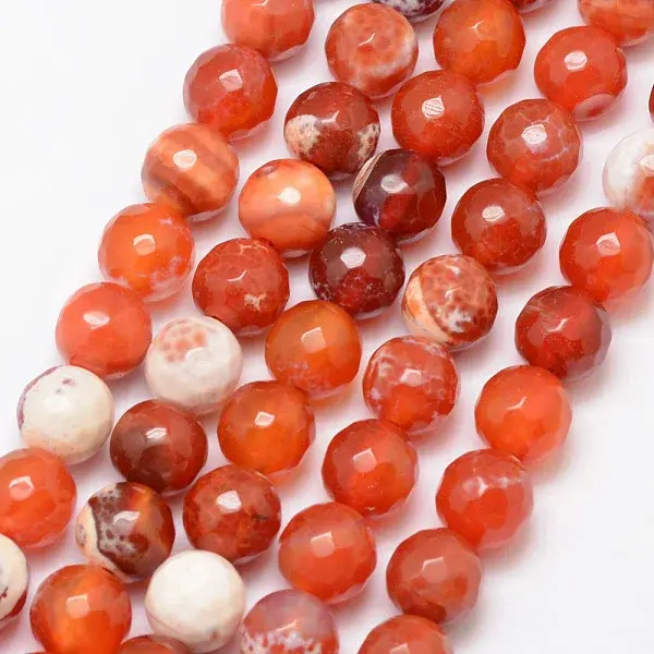 Natural Fire Crackle Agate Bead Strands