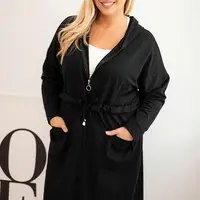 Kesi Dámská bavlněná mikina Plus Size s kapucí a kapsami černá