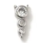 Rack Plating Brass Pave Clear Cubic Zirconia Flat Round Beaded Chandelier Component Links