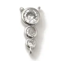 Rack Plating Brass Pave Clear Cubic Zirconia Flat Round Beaded Chandelier Component Links