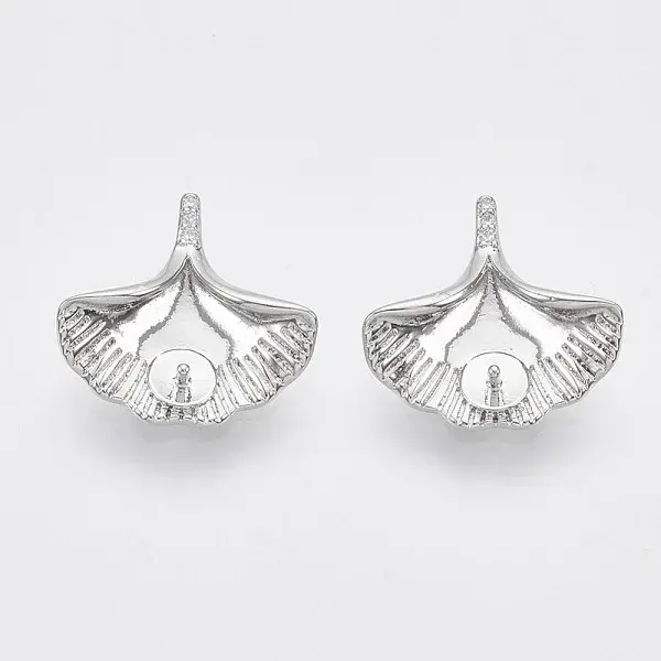 Brass Micro Pave Clear Cubic Zirconia Peg Bails Charms