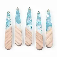 Transparent Resin & White Wood Pendants