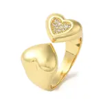 Brass Micro Pave Clear Cubic Zirconia Open Cuff Rings for Women