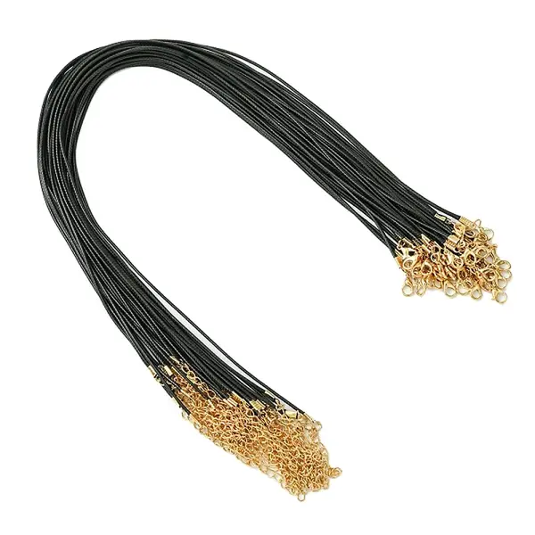 36Pcs Black Waxed Cord Necklace Making