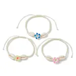 Natural Shell & Polymer Clay 3D Flower Link Bracelet