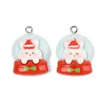 Christmas Theme Rabbit Opaque Resin Pendants