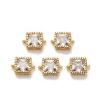 Brass Pave ClearCubic Zirconia Square Connector Charms