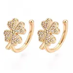 Brass Micro Pave Clear Cubic Zirconia Cuff Earrings