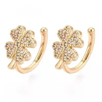 Brass Micro Pave Clear Cubic Zirconia Cuff Earrings