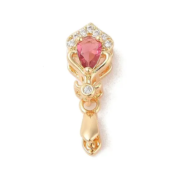 Golden Brass Micro Pave Clear Cubic Zirconia Ice Pick Pinch Bails