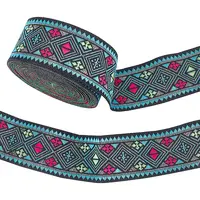 Ethnic Style Rhombus Pattern Polyester Ribbon