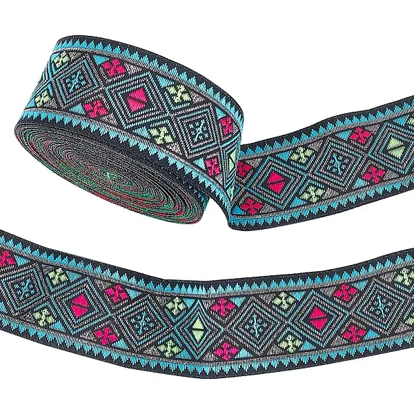 Ethnic Style Rhombus Pattern Polyester Ribbon