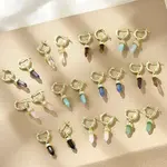 Natural Mixed Stone Hoop Earrings