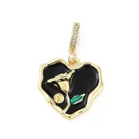 Brass Enamel Micro Pave Cubic Zirconia Pendants