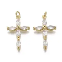 Brass Micro  Pave Clear Cubic Zirconia Pendants