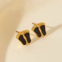 304 Stainless Steel Exaggerated Footprint Stud Earrings