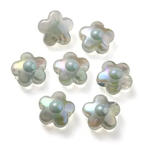 UV Plating Rainbow Iridescent Transparent Acrylic Beads