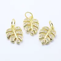 Brass Micro Pave Cubic Zirconia Charms
