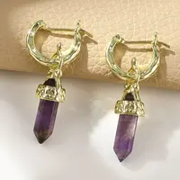 Natural Amethyst Hoop Earrings
