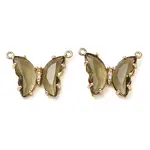 Brass Pave Faceted Glass Connector Charms