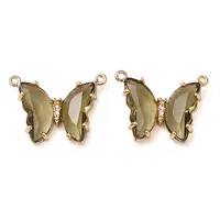 Brass Pave Faceted Glass Connector Charms