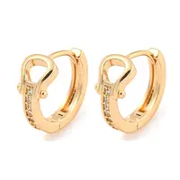 Brass Micro Pave Cubic Zirconia Hoop Earrings