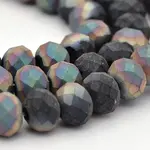Half Rainbow Plated Faceted Rondelle Glass Beads Strands