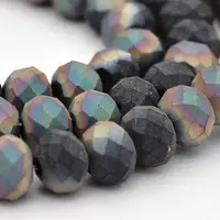 Half Rainbow Plated Faceted Rondelle Glass Beads Strands