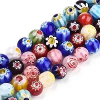Handmade Millefiori Glass Round Bead Strands