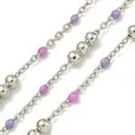 Brass Enamel Round Beaded Link Chain