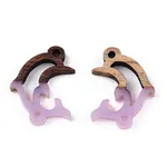 Opaque Resin & Walnut Wood Connector Charms