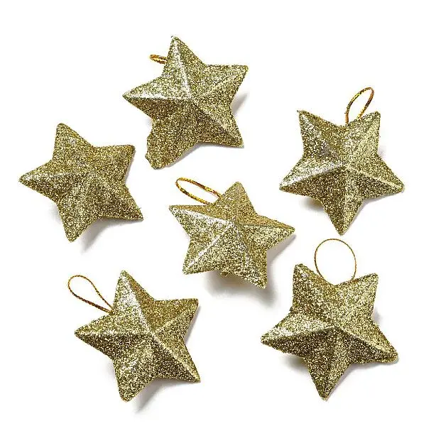 Plastic Glitter Star Pendant Decorations